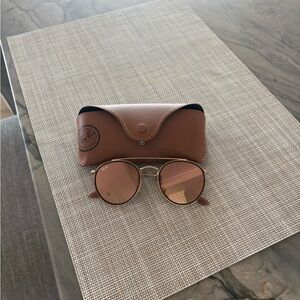 Ray-Ban Brown/Rose Gold Round Sunglasses